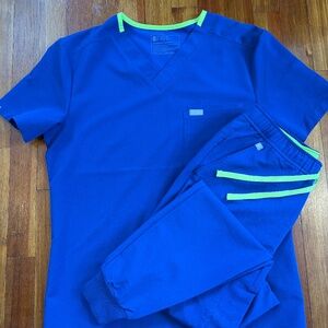 FIGS Scrub Set - Mens - Tansen pants - Leon Top - Electric Blue